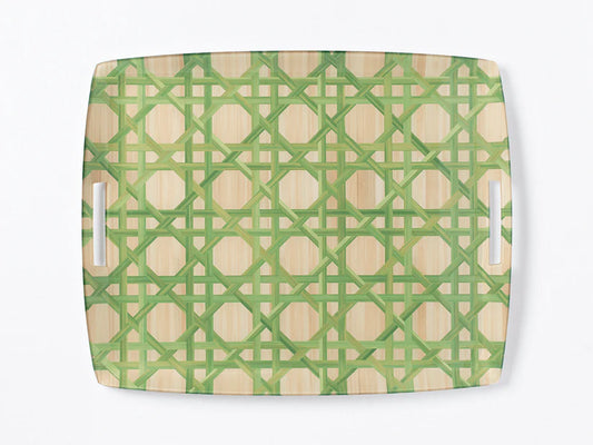 Hestia Green Bamboo Acrylic Tray with Handles