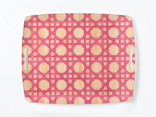 Hestia Pink Bamboo Acrylic Tray with handles