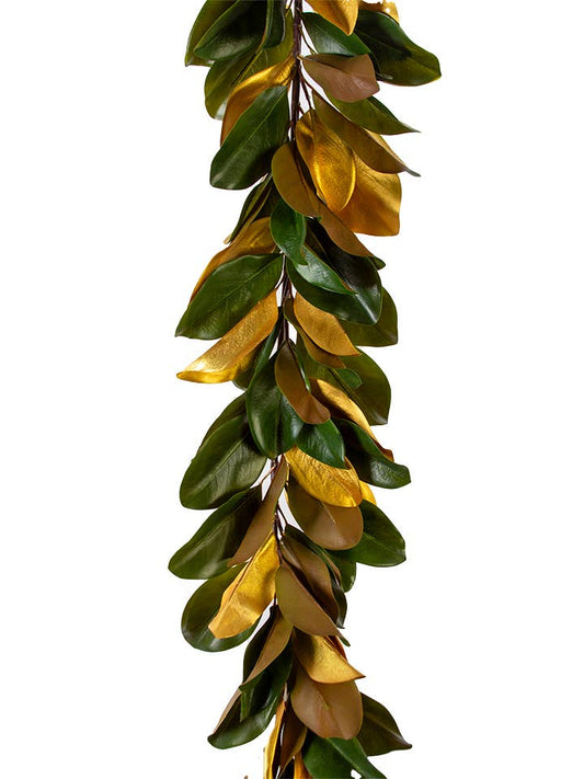 5.6' MAGNOLIA LEAF GARLAND: GREEN GOLD