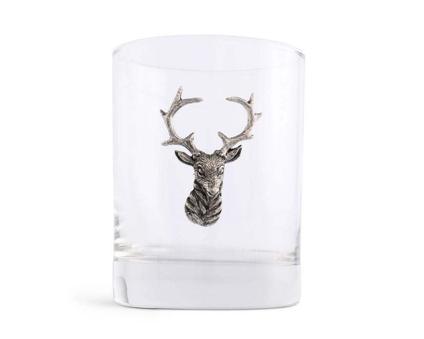 Elk Head Deer Double Old Fashion Glass