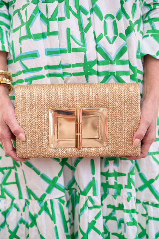 Gold Lillian Straw Clutch - WS