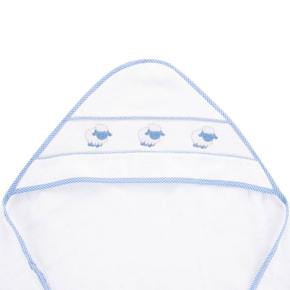 Blue Lamb Smocked Hooded Towel