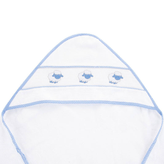 Blue Lamb Smocked Hooded Towel