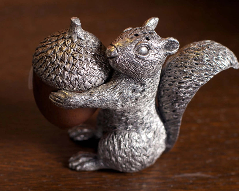 Squirrel with wood Acorn Salt and Pepper