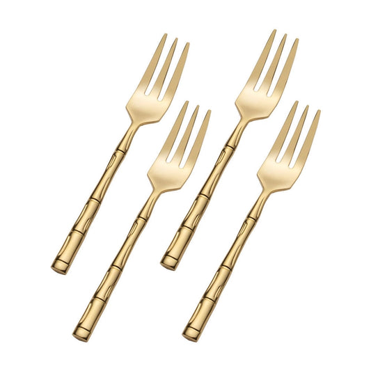 Set of 4 Gold Bamboo Cocktail Forks