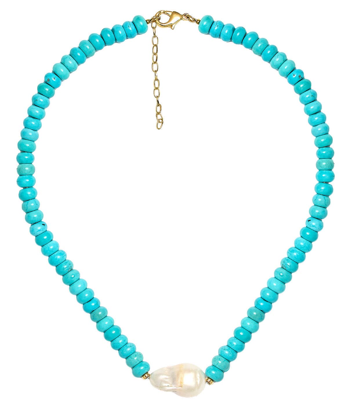 Susie- Quartz Beaded Necklace with freshwater Pearl - WS: Light Blue