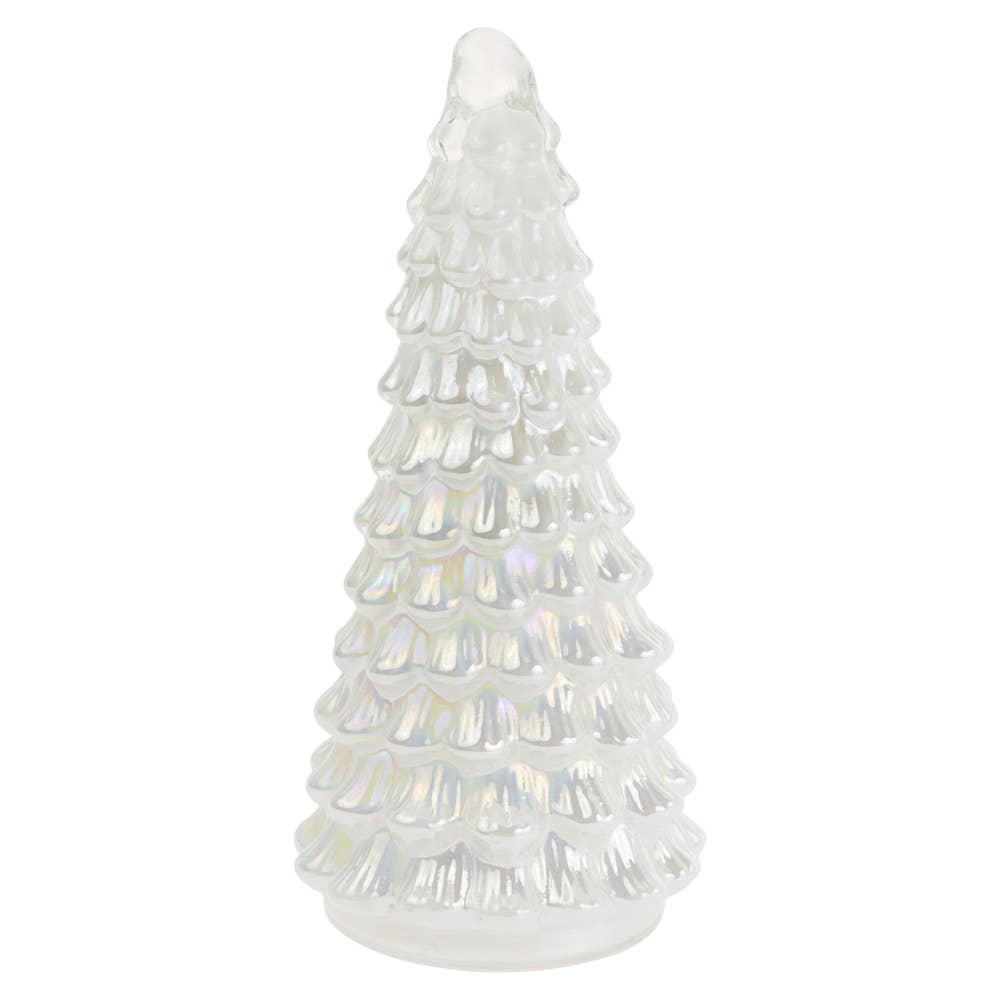 Tall Winter White Shimmer Glass Tree Christmas