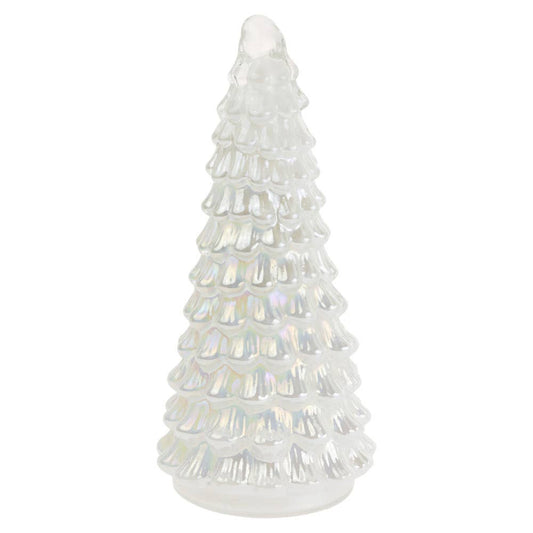 Tall Winter White Shimmer Glass Tree Christmas