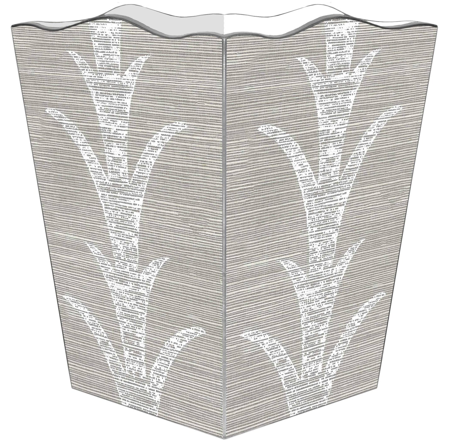 WB8635-Grey Plant Wastepaper Basket: Scalloped Top