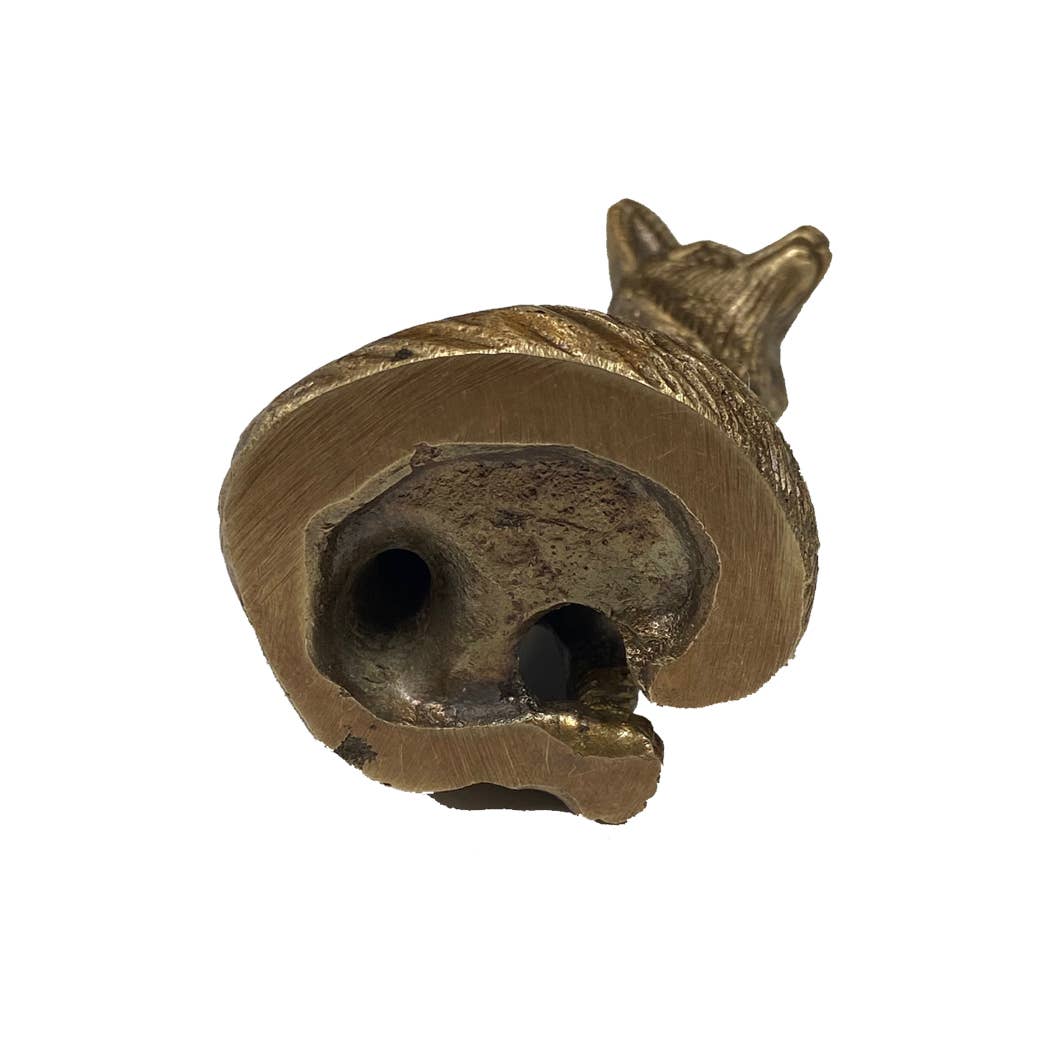Antiqued Solid Brass Sitting Fox Tabletop Decor, 2-1/2"