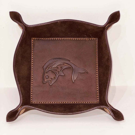 Fish Leather Embossed Valet Tray   8x8