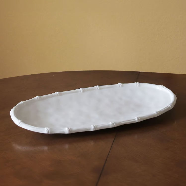 White Bamboo Melamine Medium Oval Platter