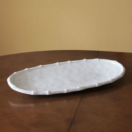 White Bamboo Melamine Medium Oval Platter