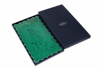 Green Scallop Cheese Board | Hand-Poured Resin | 14 x 8 in
