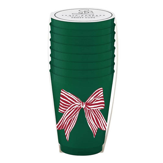 Frost Cups - Red Striped Bow - Set of 8