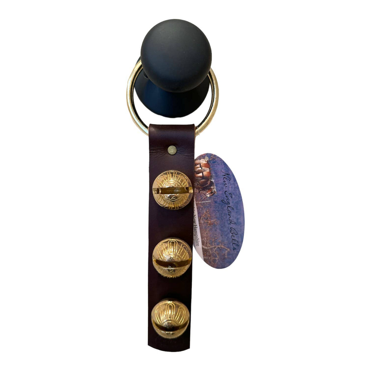 Traditional Strap Bells -  #2 Size Bells - 3 Bells on Strap: Green / Brass
