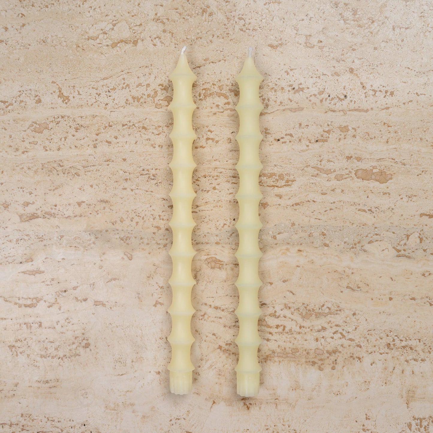 Bamboo Taper Beeswax Candles - A Pair: Alabaster White