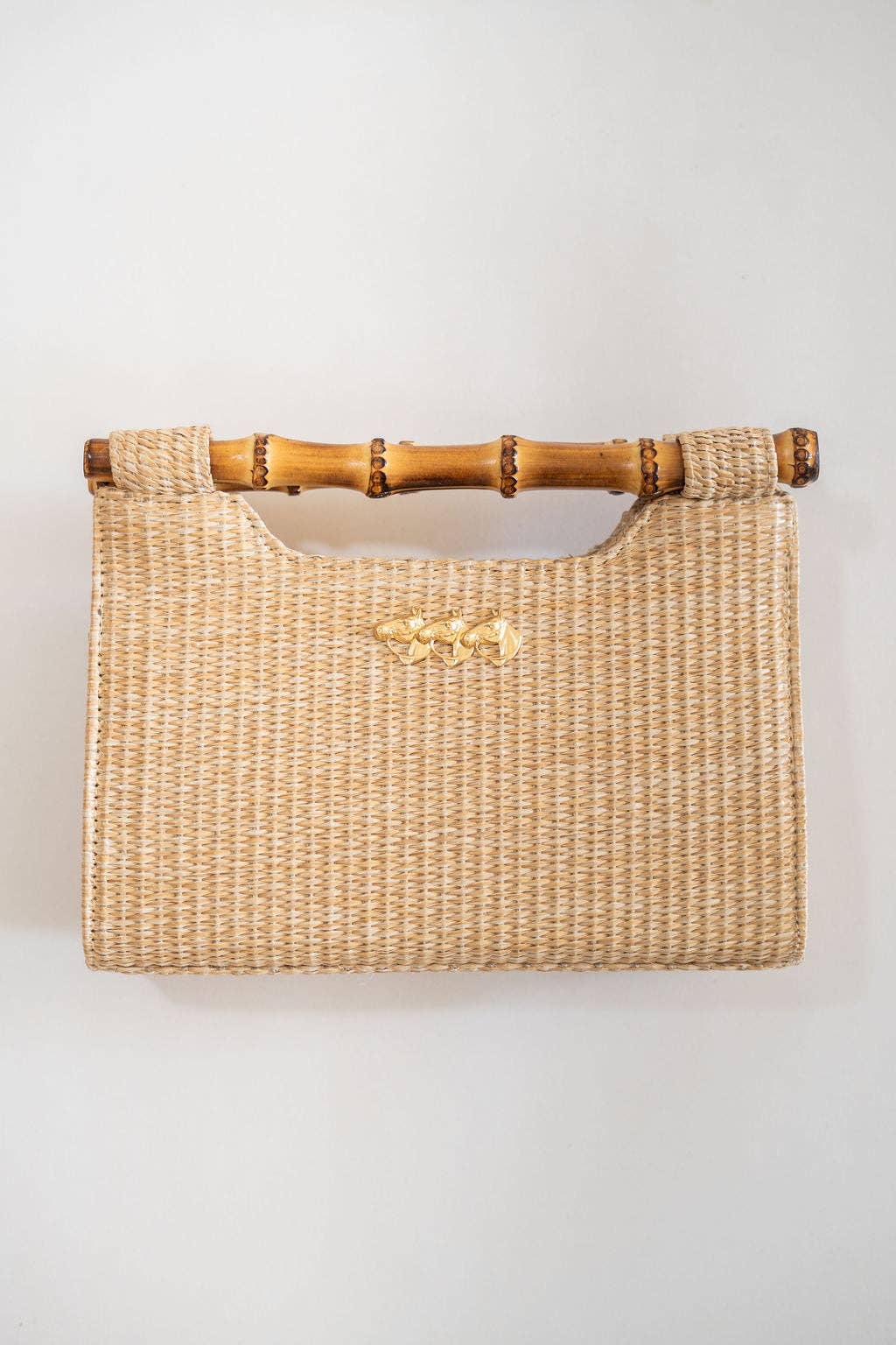 Mary Natural Straw Clutch - Bamboo Natural Handle - WS: Bamboo Toggle
