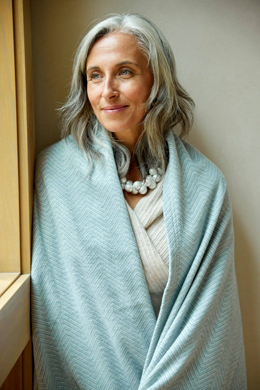Bayside Herringbone Shawl - Fog