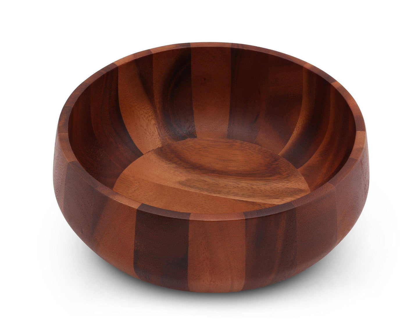 Modern Round Acacia Wood Salad Bowl Large