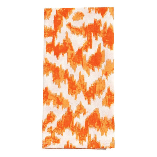 Orange and White Cloth Napkin Set of 4