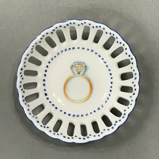 Handpainted Engagement Dish Blue