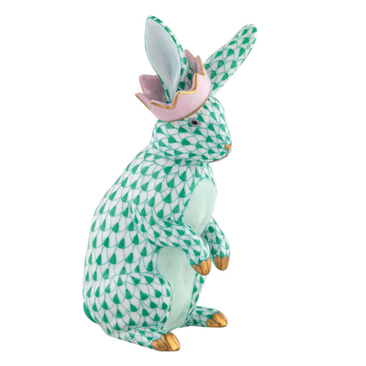 Herend Bunny with Crown Green