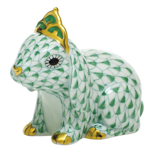 Herend Bunny with Tiara Green