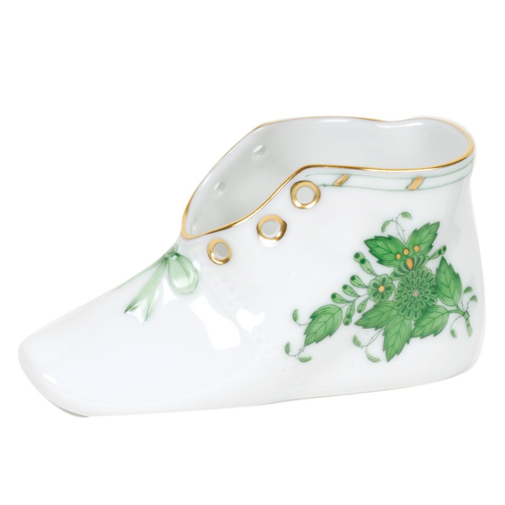 Herend Baby Shoe Chinese Bouquet Green