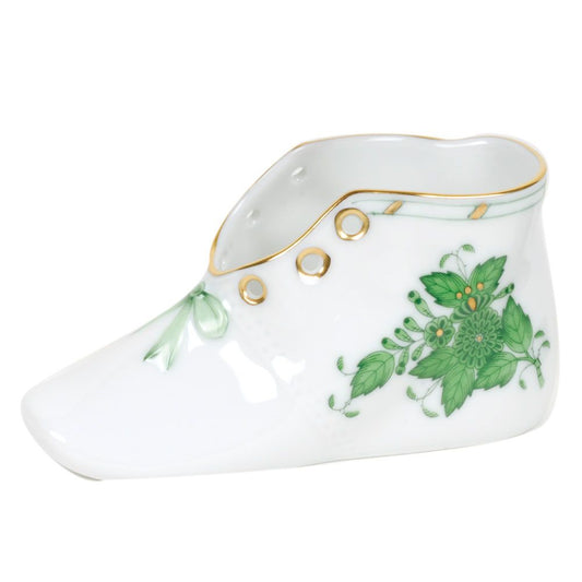 Herend Baby Shoe Chinese Bouquet Green