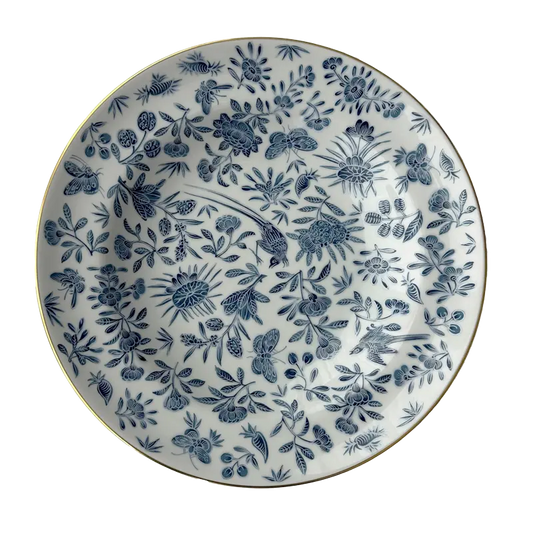 Mottahedeh Sacred Blue Bird and Butterfly Blue Rim Soup