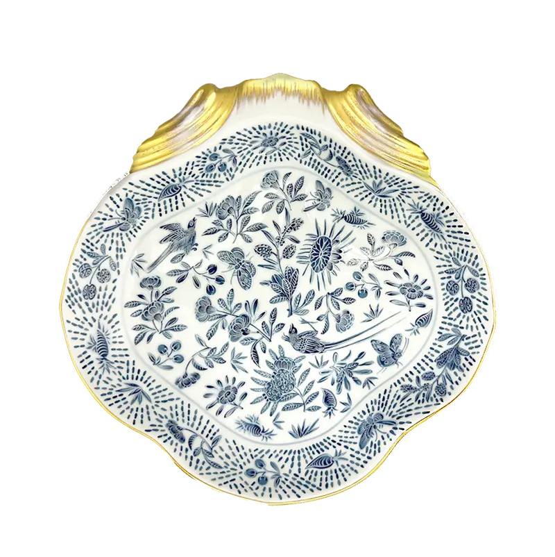 Mottahedeh Sacred Blue Bird and Butterfly Shell Dish