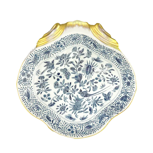 Mottahedeh Sacred Blue Bird and Butterfly Shell Dish