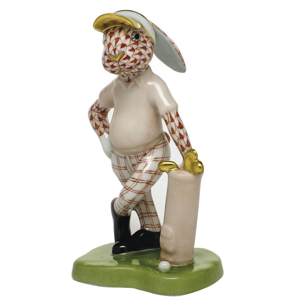 Herend Figurine Golf Bunny Rust