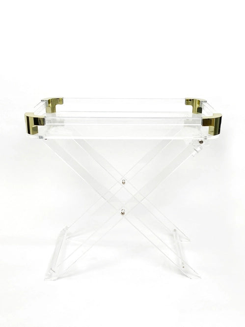 Acrylic Foldable Tray Table with Brass accents