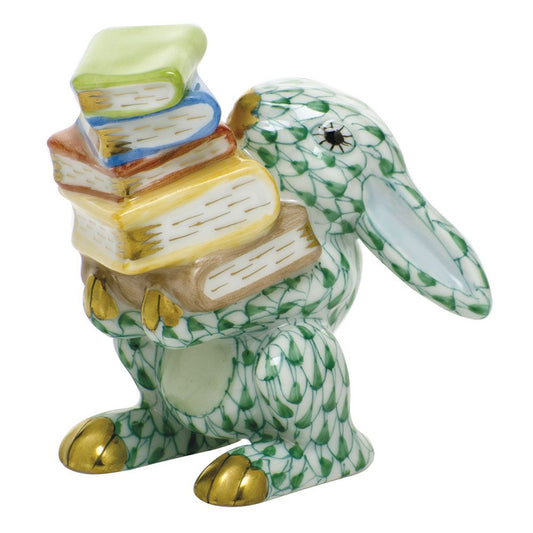 Herend Figurine Scholarly Bunny Green