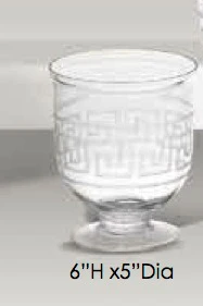 Hand Cut Glass Greek Key Hurricane Small