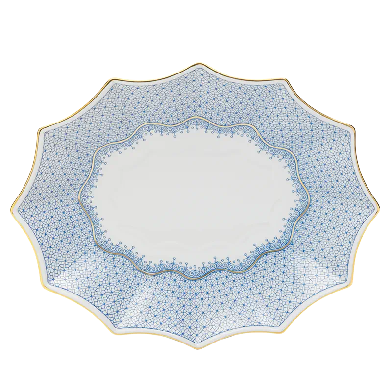 Mottahedeh Cornflower Blue Lace Large 12 Sided Tray