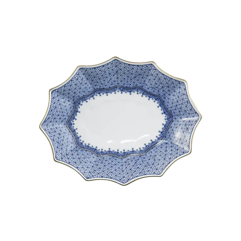 Mottahedeh Blue Lace Fluted Tray Medium