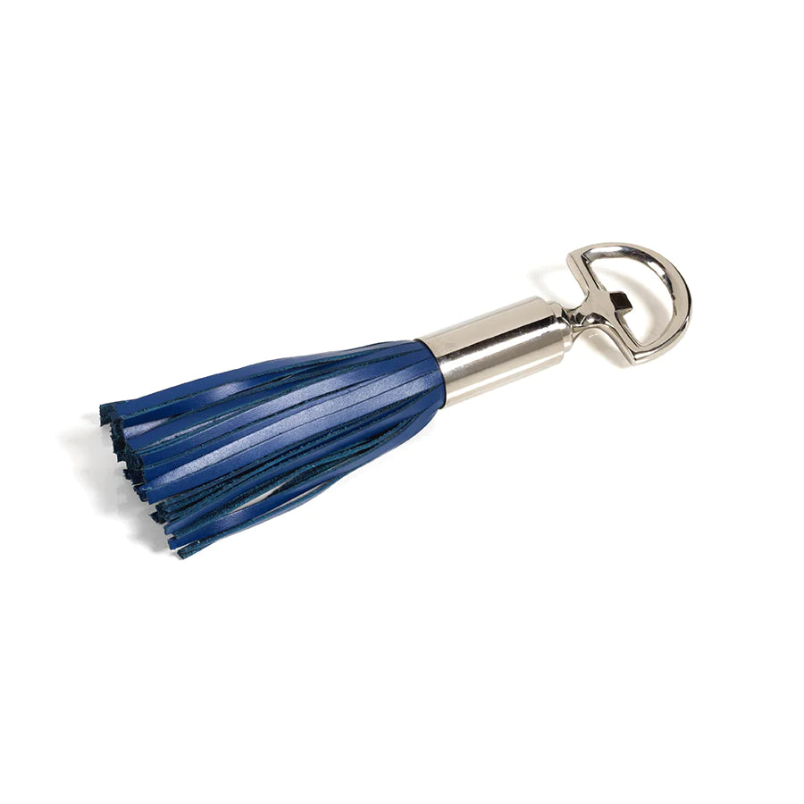 Leather Tassel Bottle Opener Navy/ Nickel