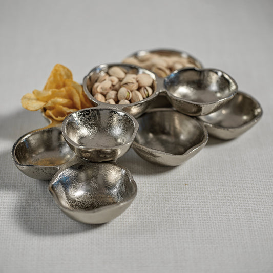 Nickel Serving Bowls Cluster of 8 Small