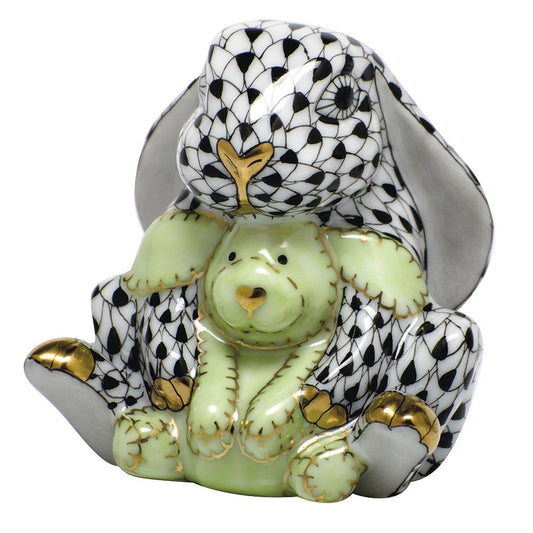 Herend Bunny Black and Green Baby Lovey