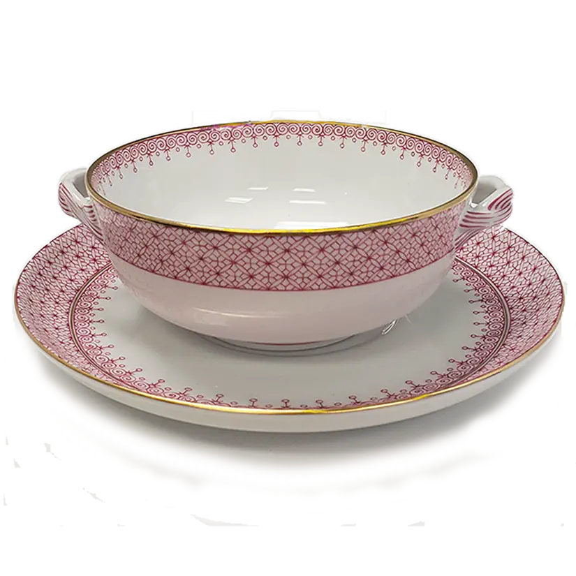 Mottahedeh Pink Lace Soup and Saucer