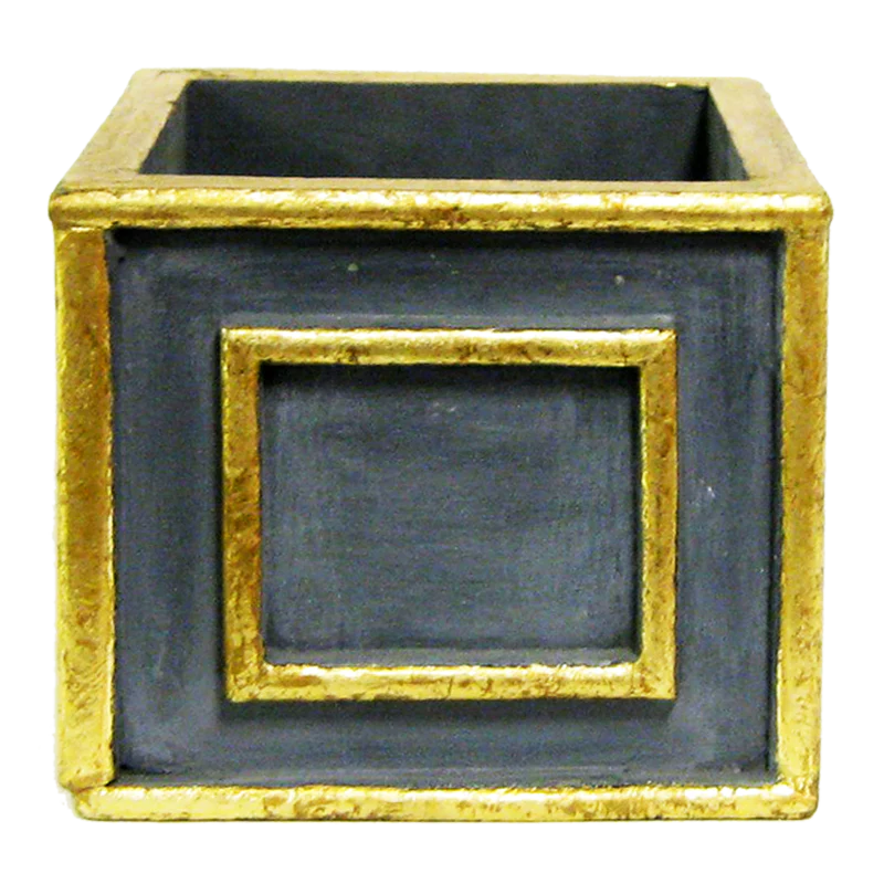 Square Planter with gold detail