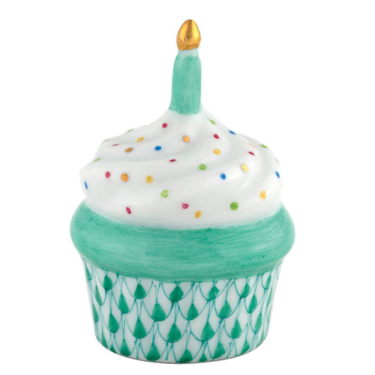 Herend Cupcake with Candle Green