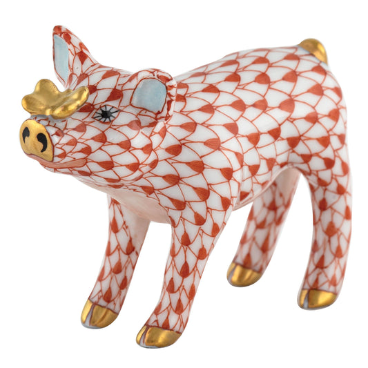 Herend Rust Pig with Gold Butterfly