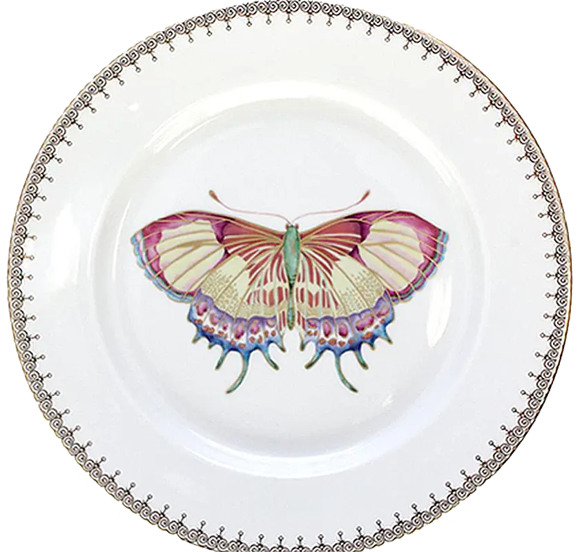 Mottahedeh Golden Teardrop Butterfly Plate