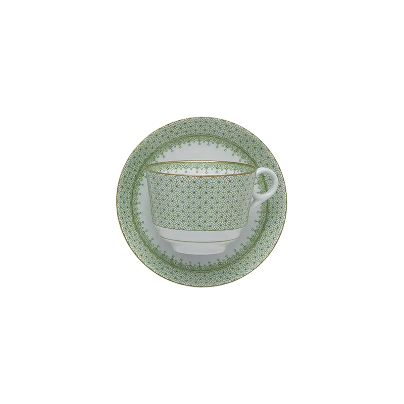 Mottahedeh Apple Green Lace Cup and Saucer