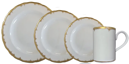 Mottahedeh Chelsea Feather Gold 4pc Place Setting