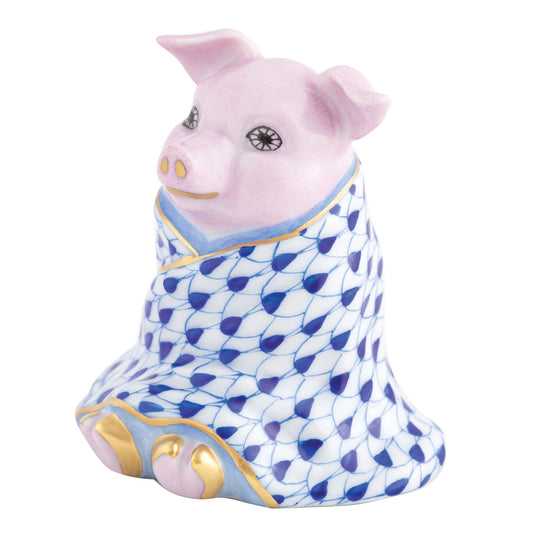 Herend Pig in a Blanket Sapphire